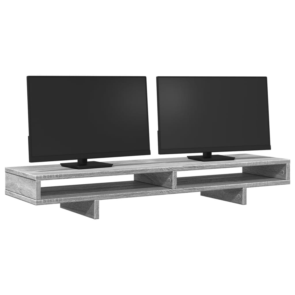 Vidaxxl-Monitorständer 100 x 27 x 15 cm, Holzwerkstoff, graue Sonoma-Eiche