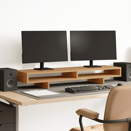 VidaXL Monitorständer 100 x 27 x 15 cm, handgefertigtes Holz, handgefertigte Eiche
