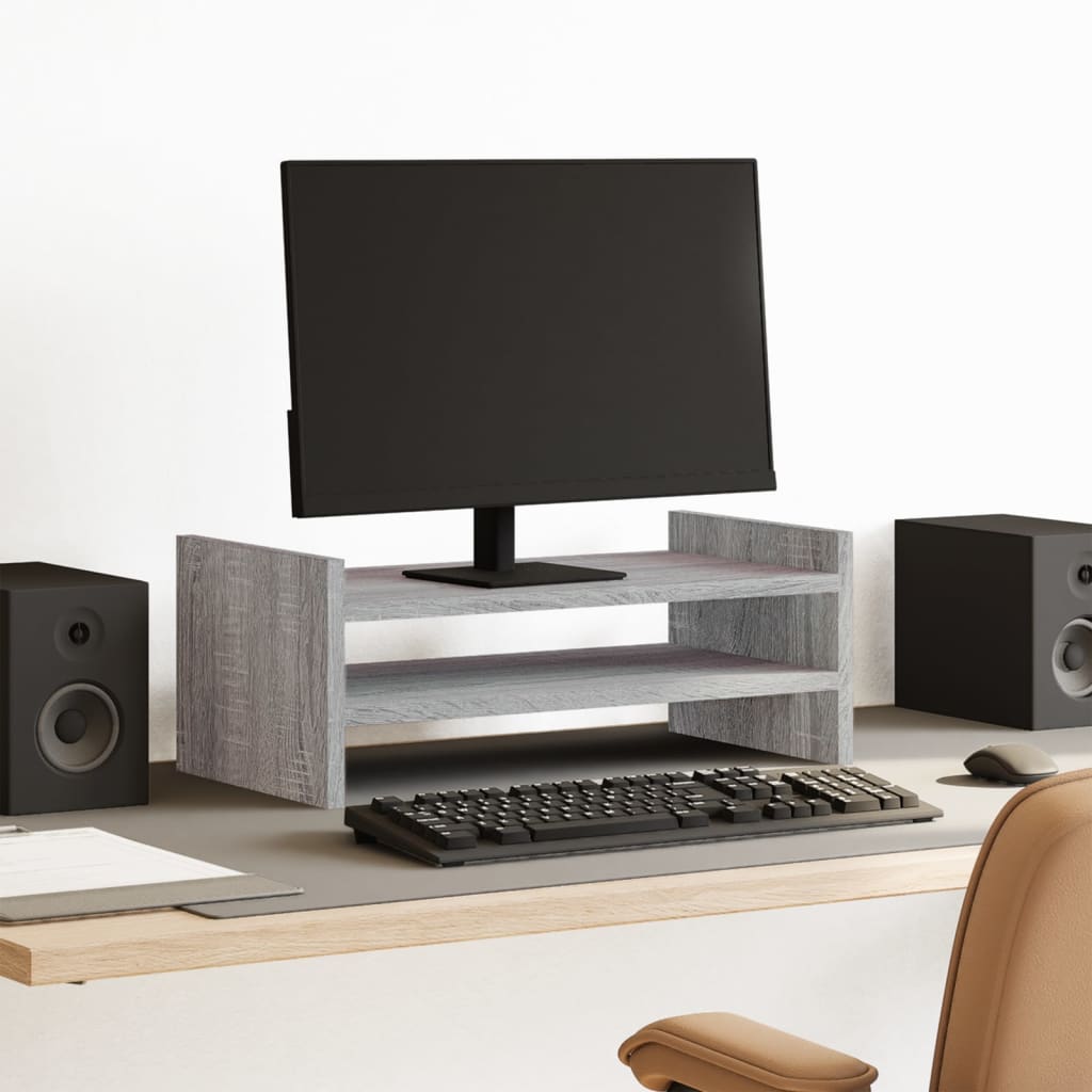 Vidaxxl Monitorständer 50 x 27 x 20 cm, Holzwerkstoff, graue Sonoma-Eiche