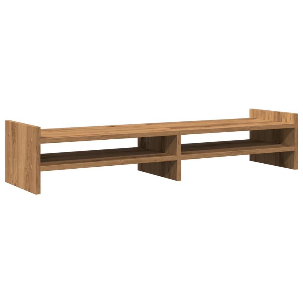 VidaXL Monitorständer 100 x 27 x 20 cm, handgefertigtes Holz, handgefertigte Eiche