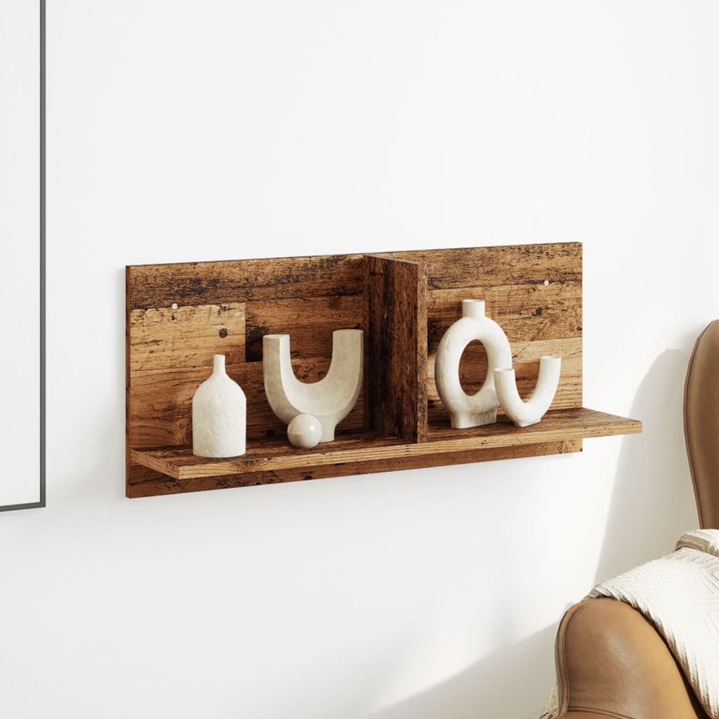 Vidaxl wandkast 70x16,5x30 cm bewerkt hout oud houtkleurig