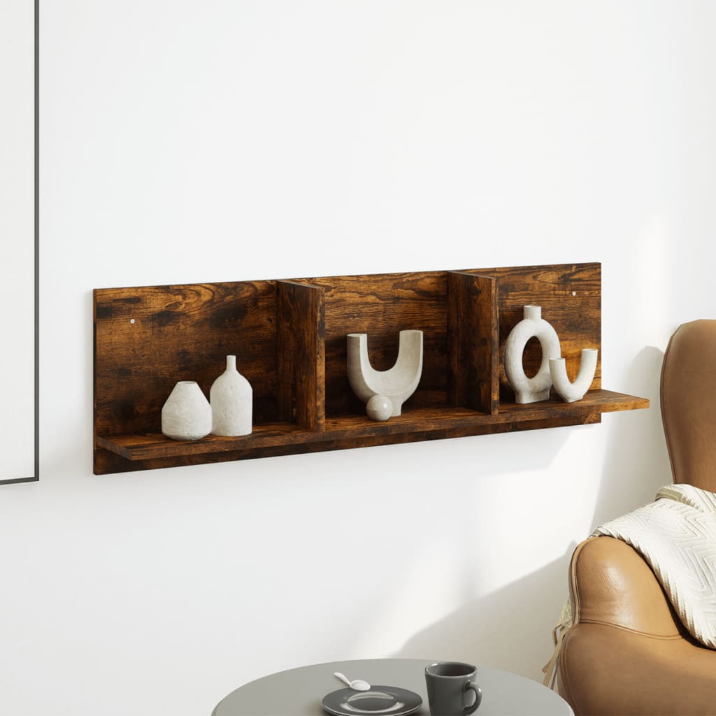 Vidaxl wandkast 100x16,5x30 cm bewerkt hout gerookt eikenkleurig