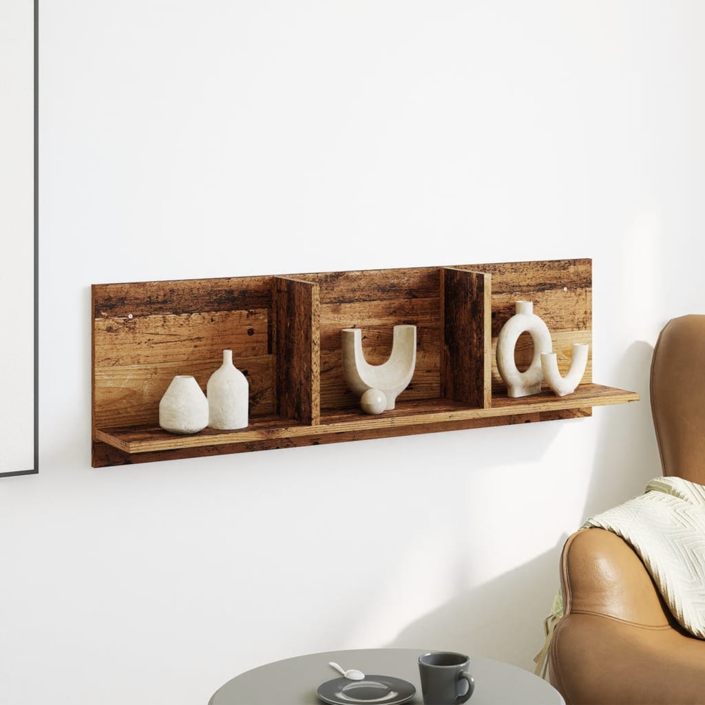 Vidaxl wandkast 100x16,5x30 cm bewerkt hout oud houtkleurig