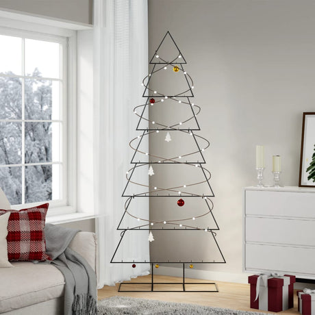 Vidaxl kerstdecoratie kerstboom 210 cm metaal zwart