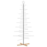 Vidaxl kerstdecoratie kerstboom met houten basis 210 cm metaal zwart