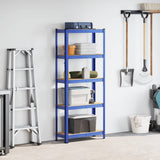 Vidaxl Lagerregal 5-lagiger Stahl verarbeitetes Holz blau