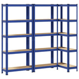 Vidaxl Lagerregale 3 Stück 5-lagiger Stahl und Holzwerkstoff blau