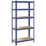 Vidaxl Lagerregal 5-lagiger Stahl verarbeitetes Holz blau