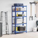 Vidaxl Lagerregal 5-lagiger Stahl verarbeitetes Holz blau