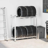 Vidaxx Reifenregal 2-lagig 110x40x109 cm Stahl silberfarben