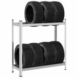 Vidaxx Reifenregal 2-lagig 110x40x109 cm Stahl silberfarben