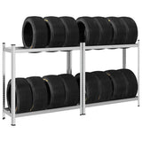Vidaxx 2-Lagen-Reifenregale 2 Stück 110x40x109 cm Stahl silberfarben