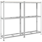 Vidaxx 2-Lagen-Reifenregale 2 Stück 110x40x180cm Stahl verarbeitetes Holz Silber