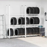 Vidaxx 3-Lagen-Reifenregale 2 Stück 110x40x200 cm Stahl silberfarben