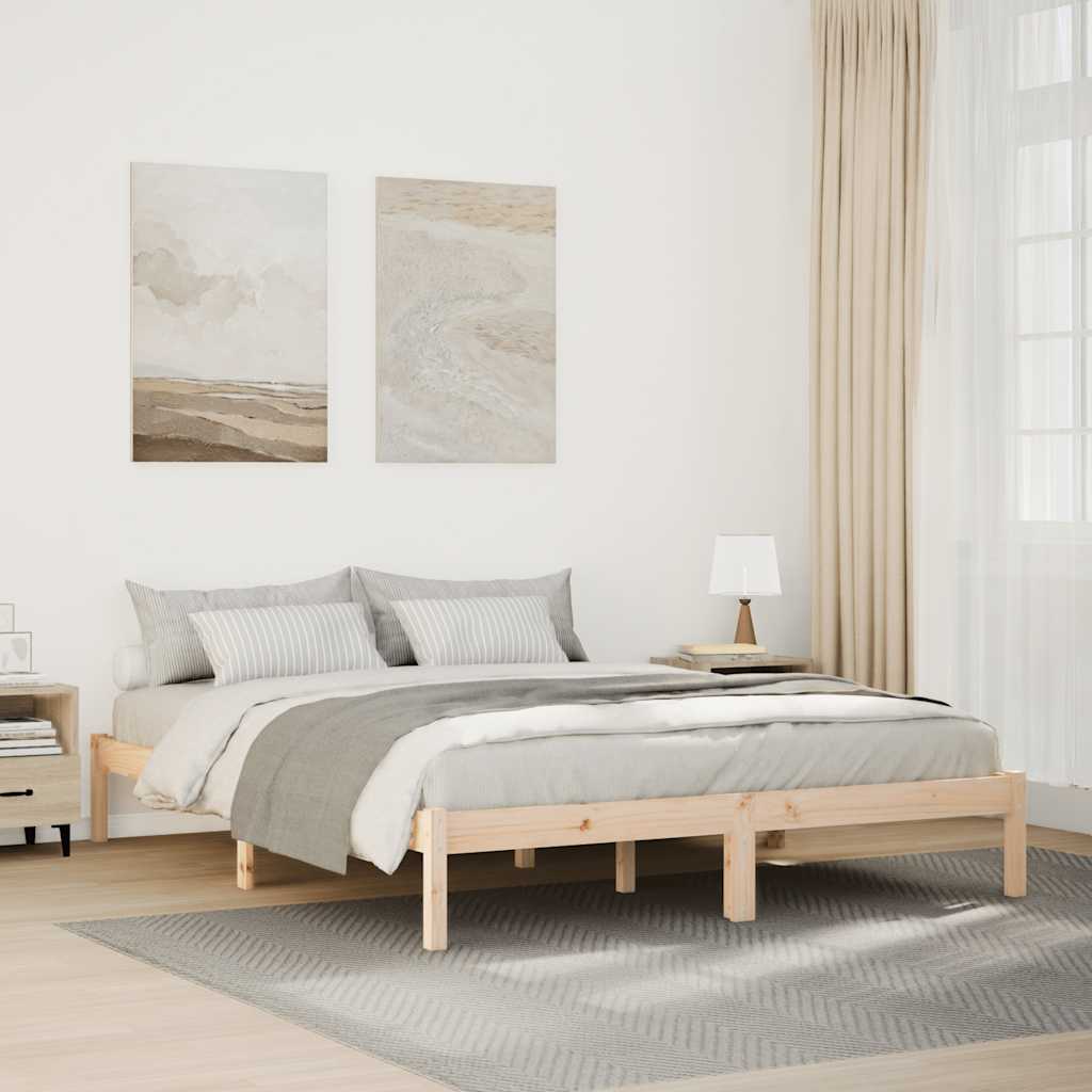 Vidaxl bedframe extra lang zonder matras massief grenenhout 140x210 cm