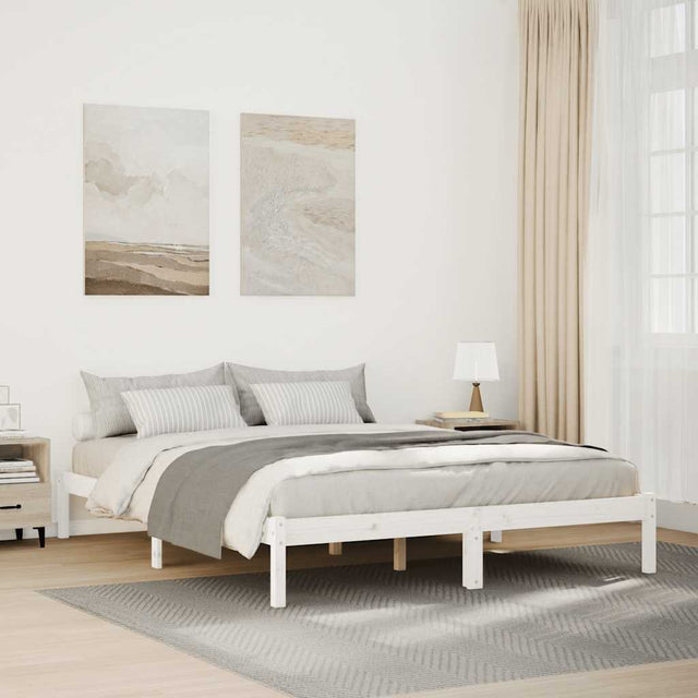 Vidaxl bedframe extra lang zonder matras grenenhout wit 160x210 cm