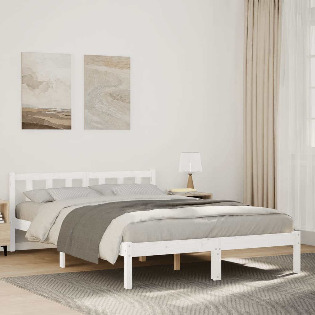 Vidaxl bedframe extra lang zonder matras grenenhout wit 160x210 cm