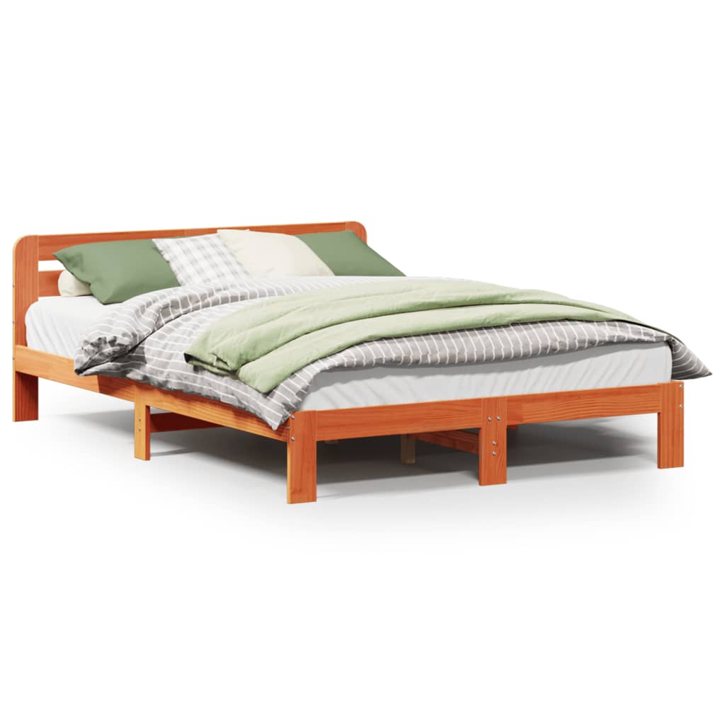 Vidaxl bedframe zonder matras massief grenenhout wasbruin 120x200 cm