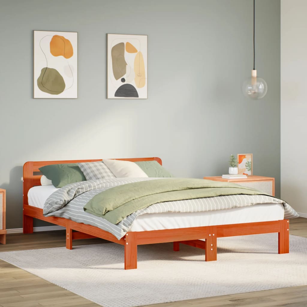Vidaxl bedframe zonder matras massief grenenhout wasbruin 120x200 cm