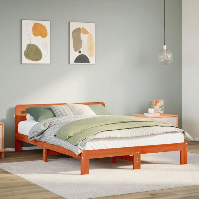 Vidaxl bedframe zonder matras massief grenenhout wasbruin 120x200 cm