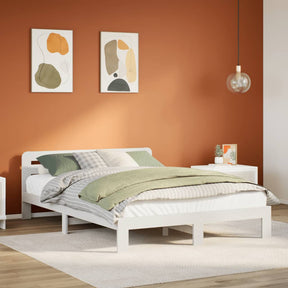Vidaxl bedframe zonder matras massief grenenhout wit 150x200 cm