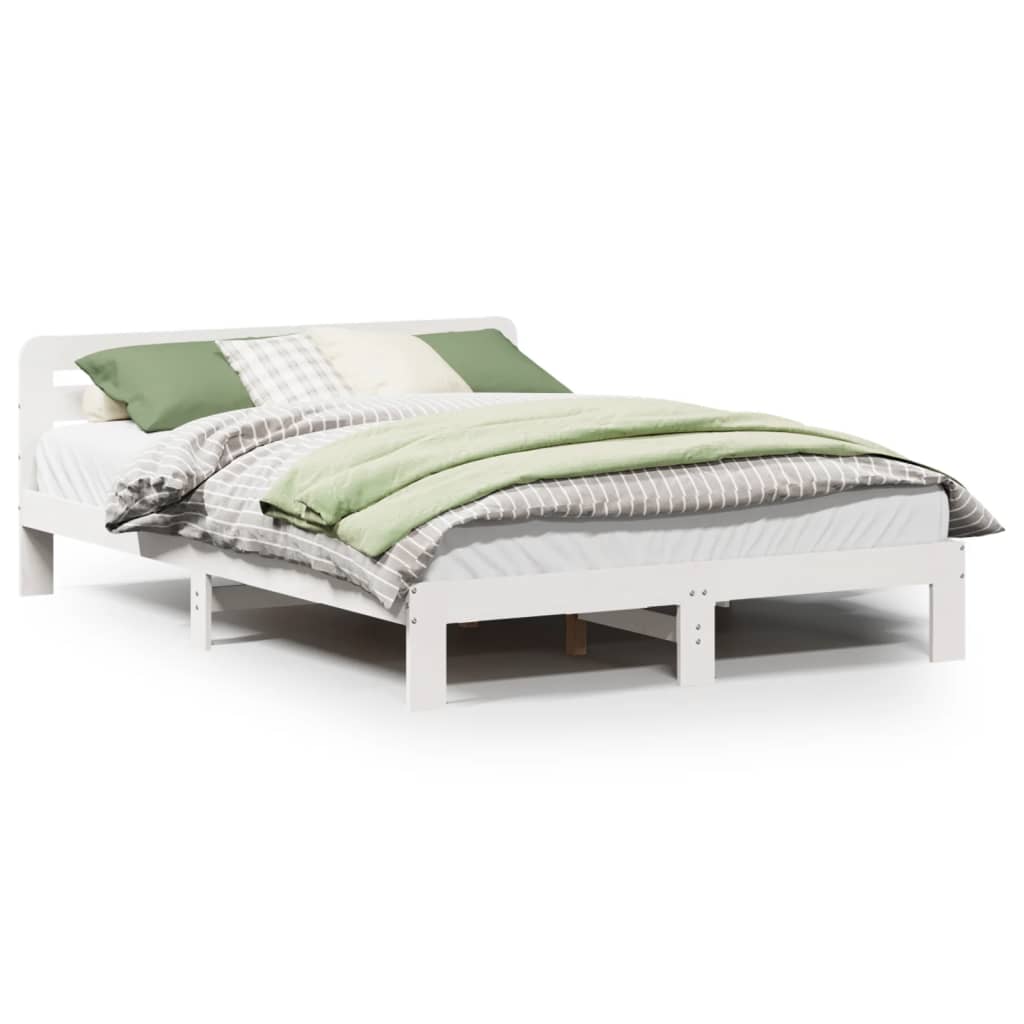 Vidaxl bedframe zonder matras massief grenenhout wit 160x200 cm