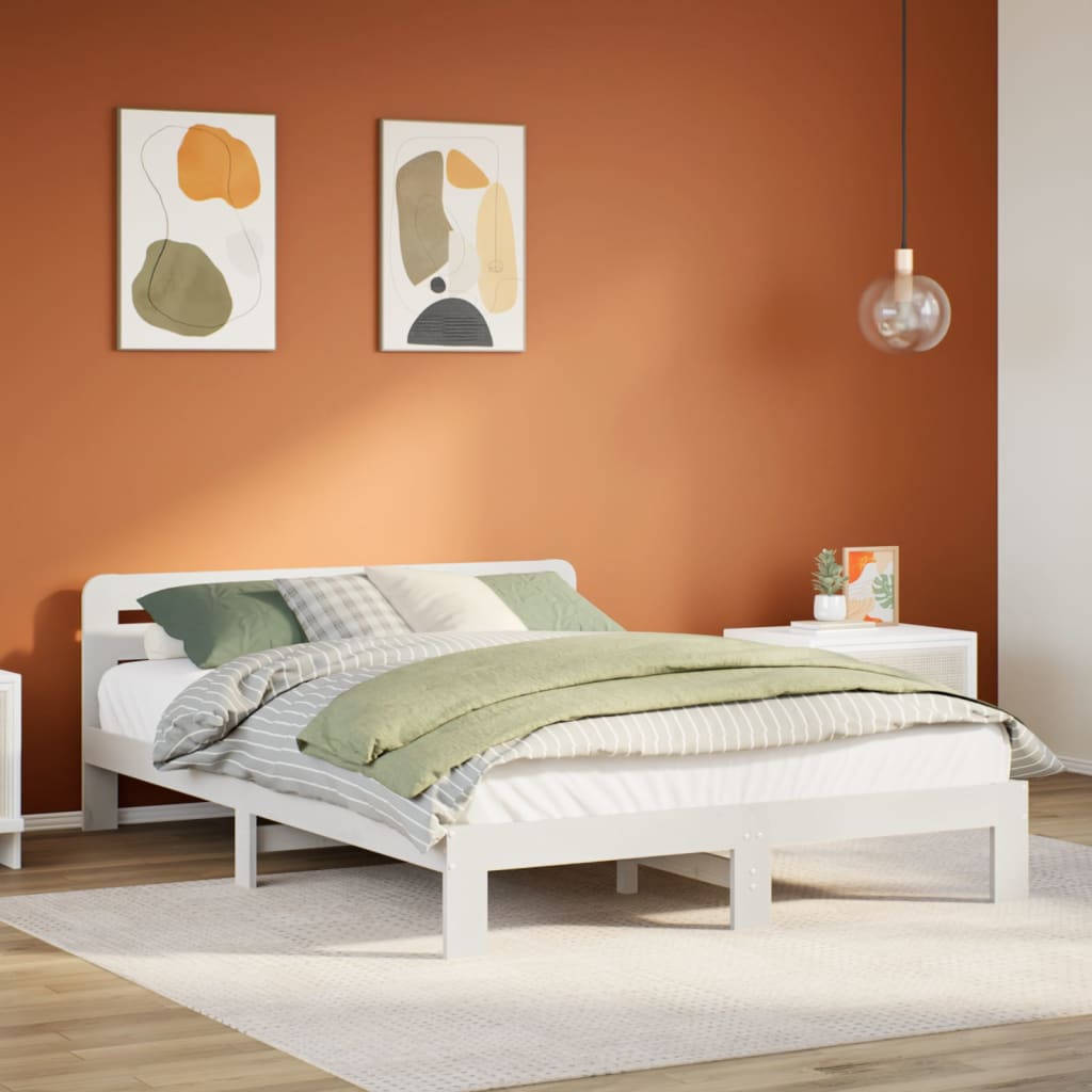 Vidaxl bedframe zonder matras massief grenenhout wit 160x200 cm