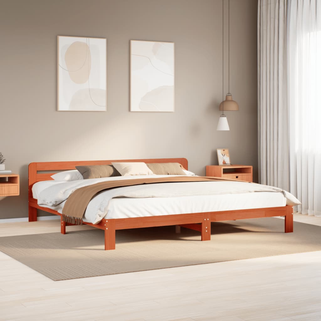 Vidaxl bedframe zonder matras massief grenenhout wasbruin 180x200 cm