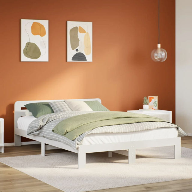 Vidaxl bedframe zonder matras massief grenenhout wit 135x190 cm