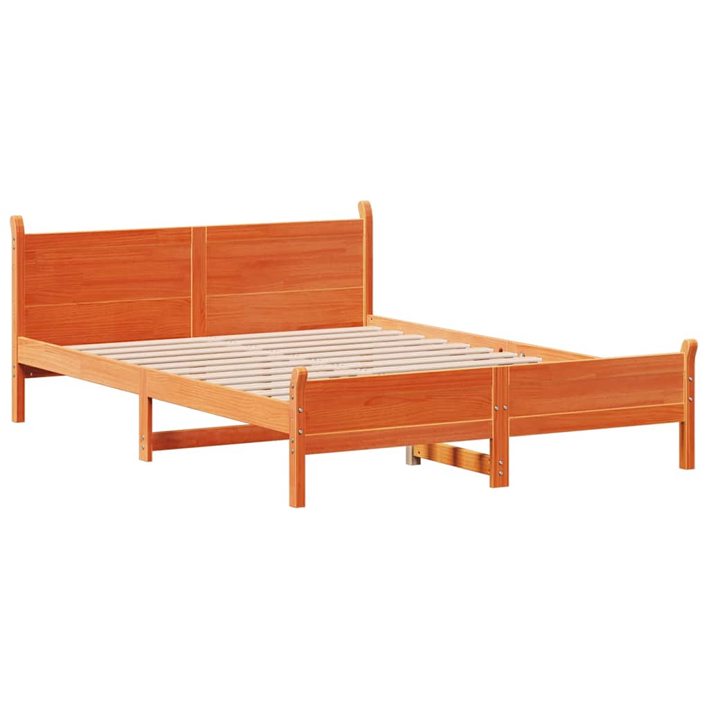 Vidaxl bedframe zonder matras massief grenenhout wasbruin 120x200 cm