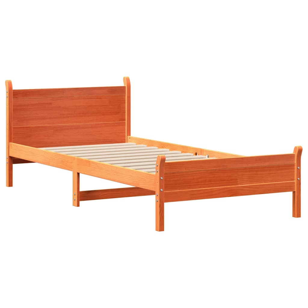 Vidaxl bedframe zonder matras massief grenenhout wasbruin 100x200 cm
