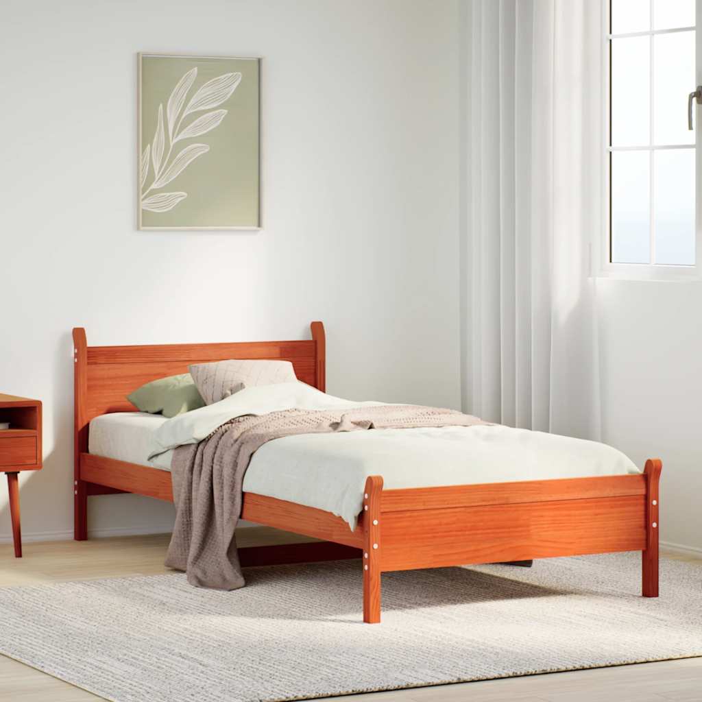Vidaxl bedframe zonder matras massief grenenhout wasbruin 100x200 cm