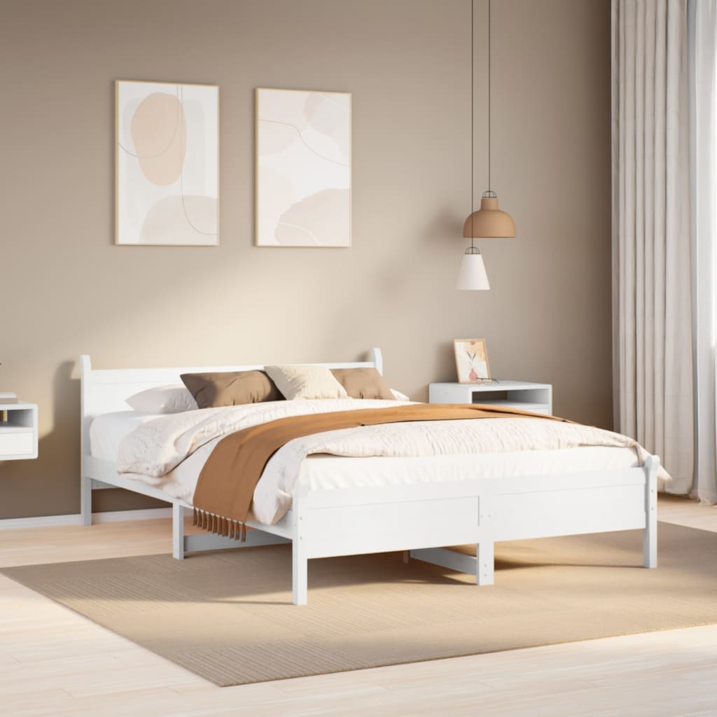 Vidaxl bedframe zonder matras massief grenenhout wit 135x190 cm