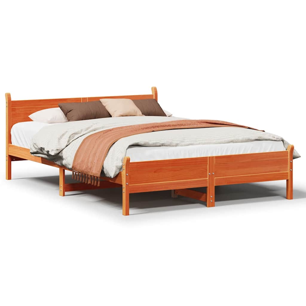 Vidaxl bedframe zonder matras massief grenenhout wasbruin 135x190 cm