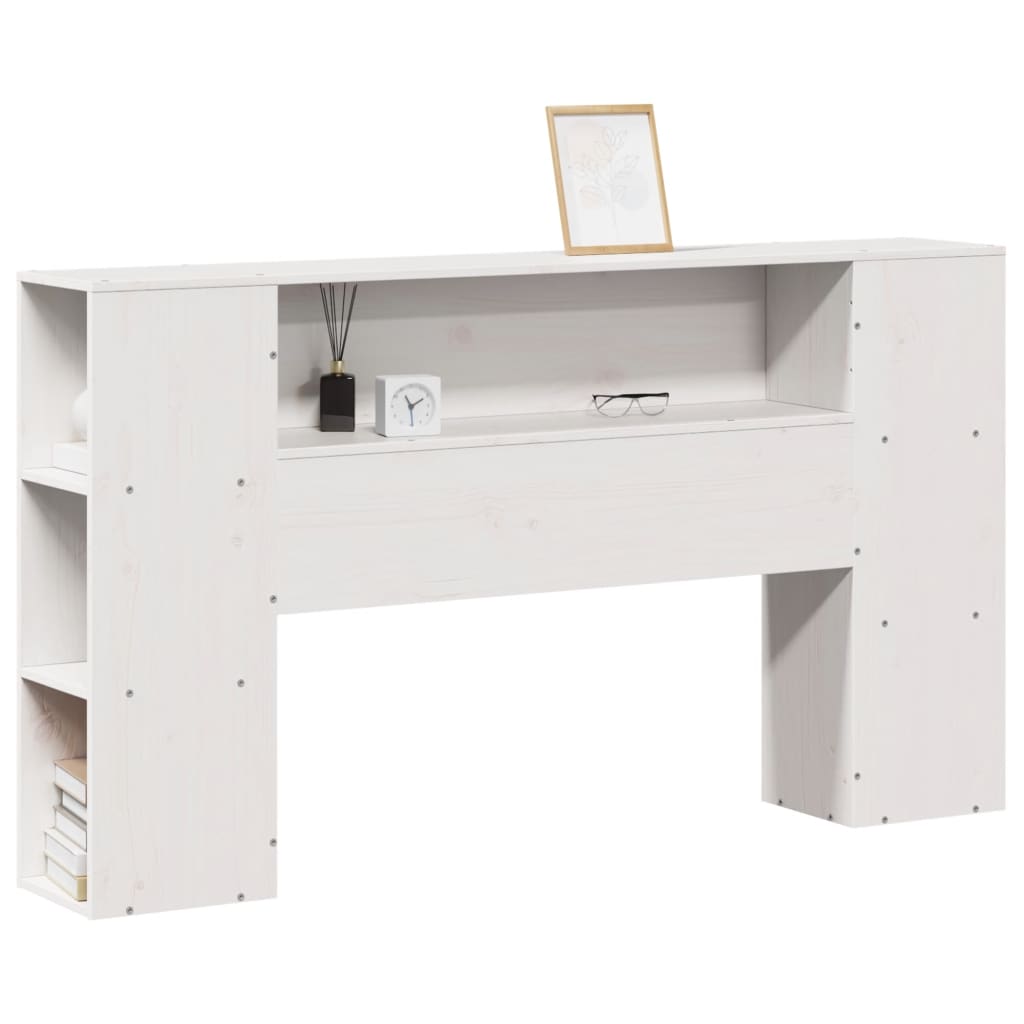 Vidaxl hoofdbord met opbergruimte 160 cm massief grenenhout wit