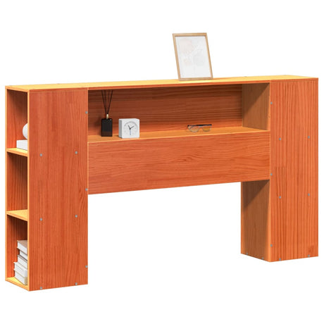 Vidaxl hoofdbord met opbergruimte 135 cm massief grenenhout wasbruin