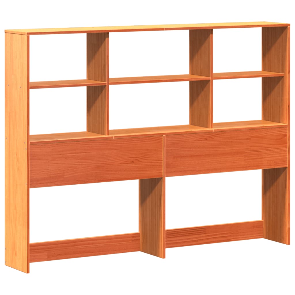Vidaxl hoofdbord met opbergruimte 140 cm massief grenenhout wasbruin
