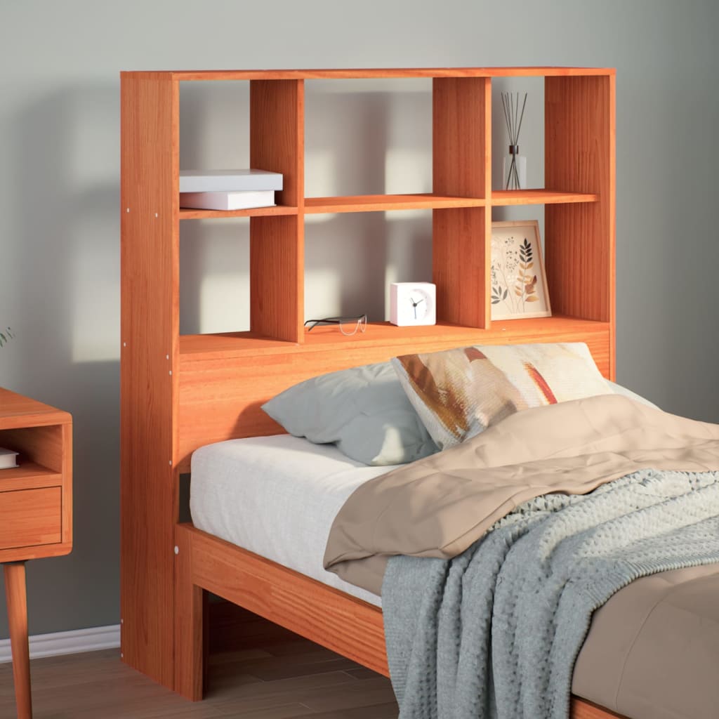 Vidaxl hoofdbord met opbergruimte 75 cm massief grenenhout wasbruin
