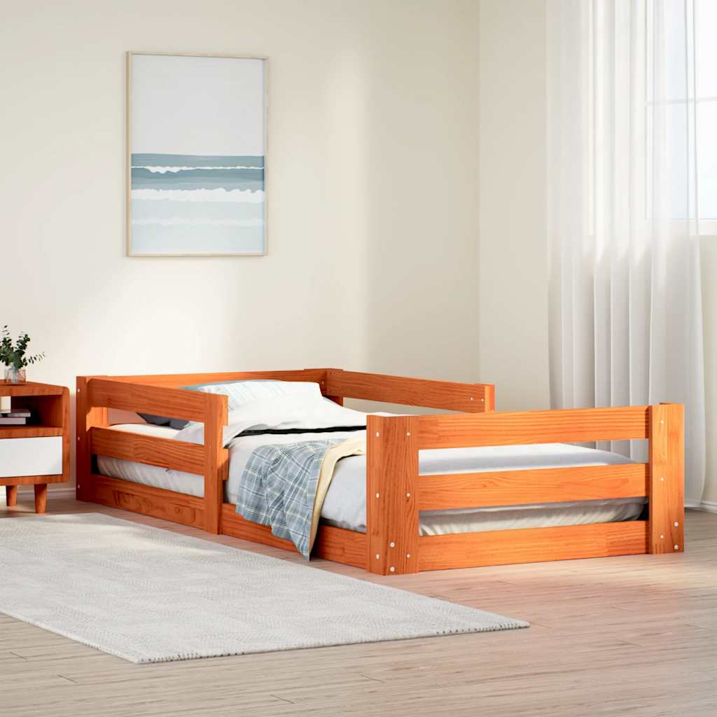 Vidaxl bedframe zonder matras massief grenenhout wasbruin 90x200 cm