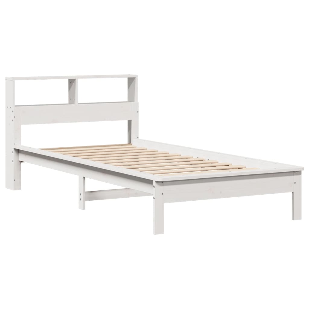 Vidaxl bed met boekenkast zonder matras grenenhout wit 90x200 cm