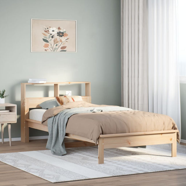 Vidaxl bed met boekenkast zonder matras massief grenenhout 90x190 cm