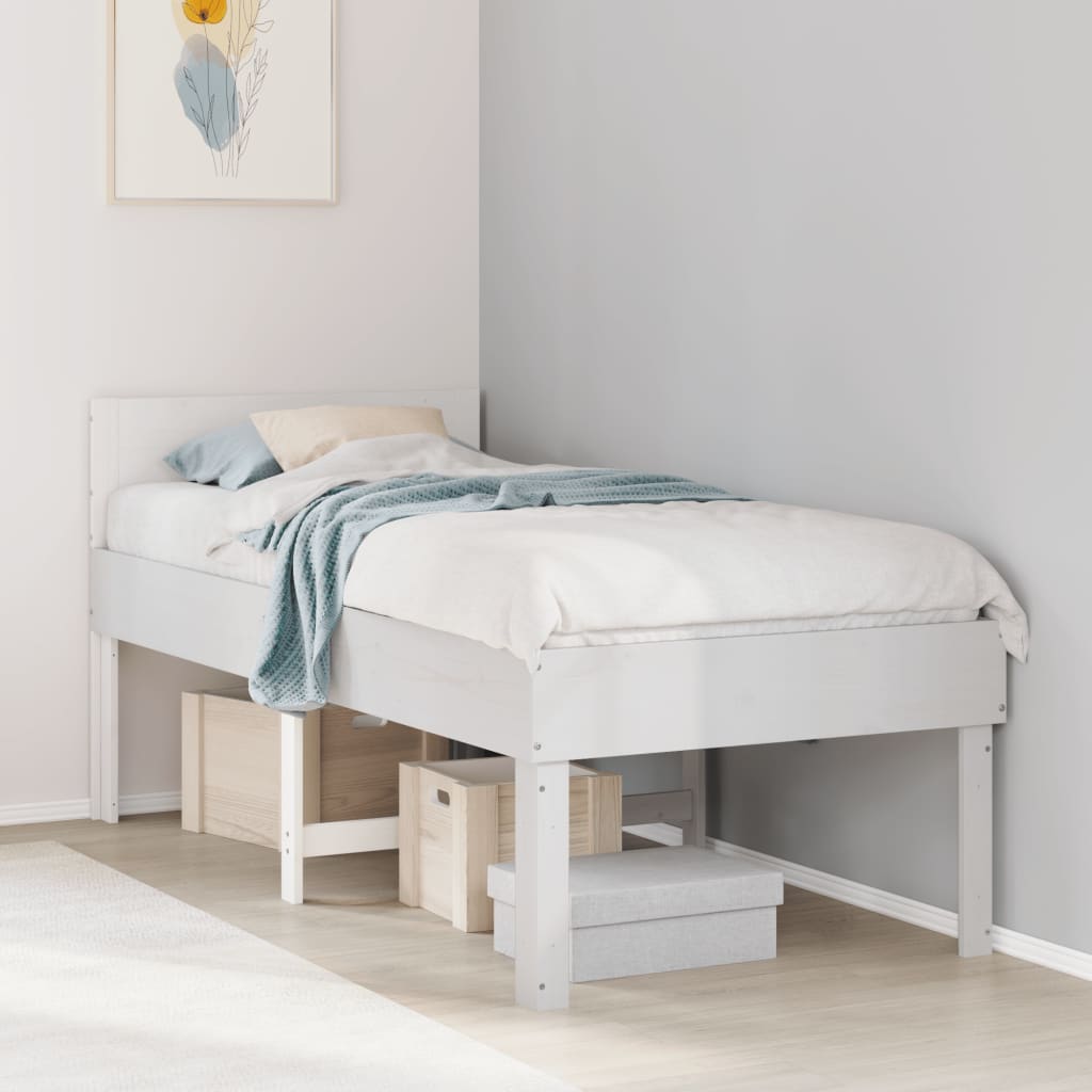 Vidaxl bedframe zonder matras massief grenenhout wit 75x190 cm