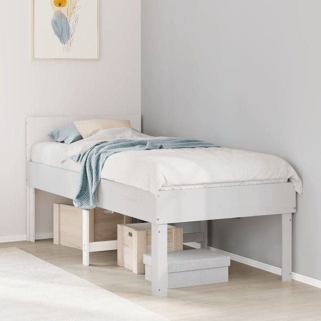 Vidaxl bedframe zonder matras massief grenenhout wit 75x190 cm
