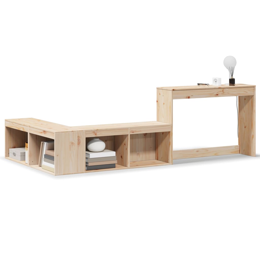 Vidaxl nachtkastje met bureau 232x122x75 cm massief grenenhout