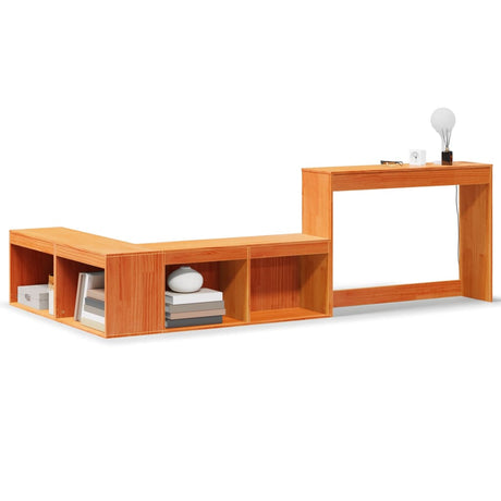 Vidaxl nachtkastje met bureau 222x107x75 cm grenenhout wasbruin