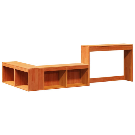 Vidaxl nachtkastje met bureau 222x107x75 cm grenenhout wasbruin