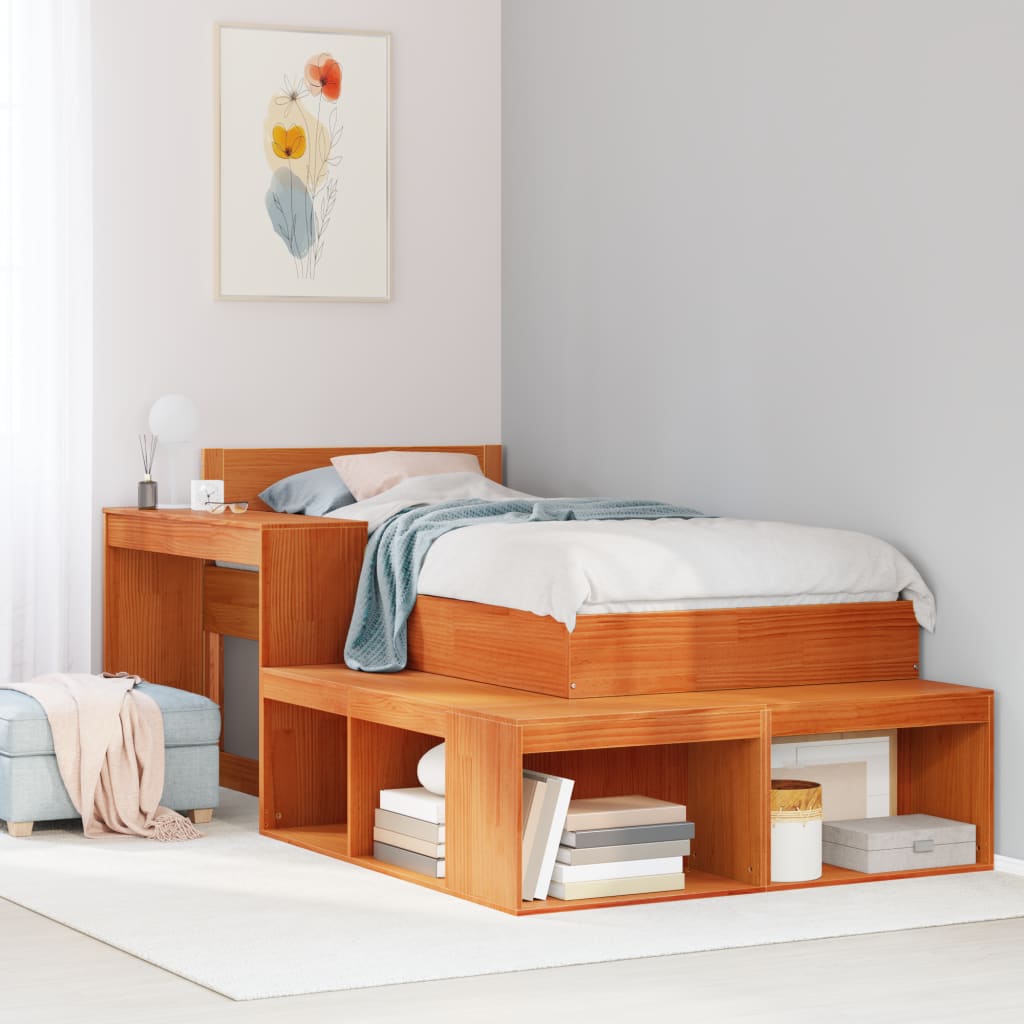 Vidaxl nachtkastje met bureau 232x112x75 cm grenenhout wasbruin
