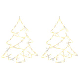 VidaXL Weihnachtsbeleuchtung Weihnachtsbaum Silhouette 2 Stk. 50 LEDs warmweiß