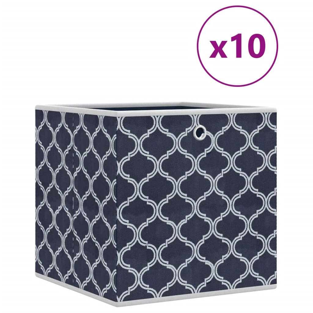 Vidaxx Aufbewahrungsboxen 10 Stück faltbar 32x32x32 cm Vliesstoff blau