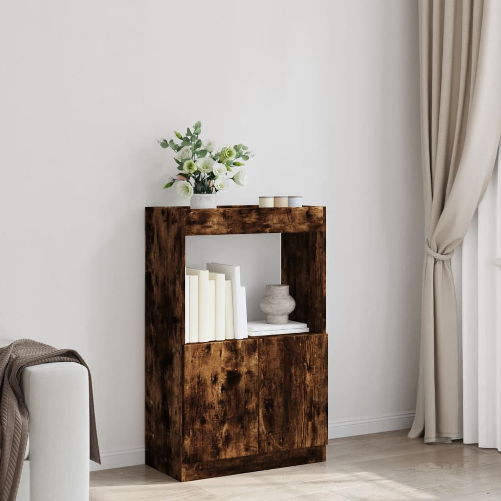 Vidaxl hoge kast 63x33x100 cm bewerkt hout gerookt eikenkleurig
